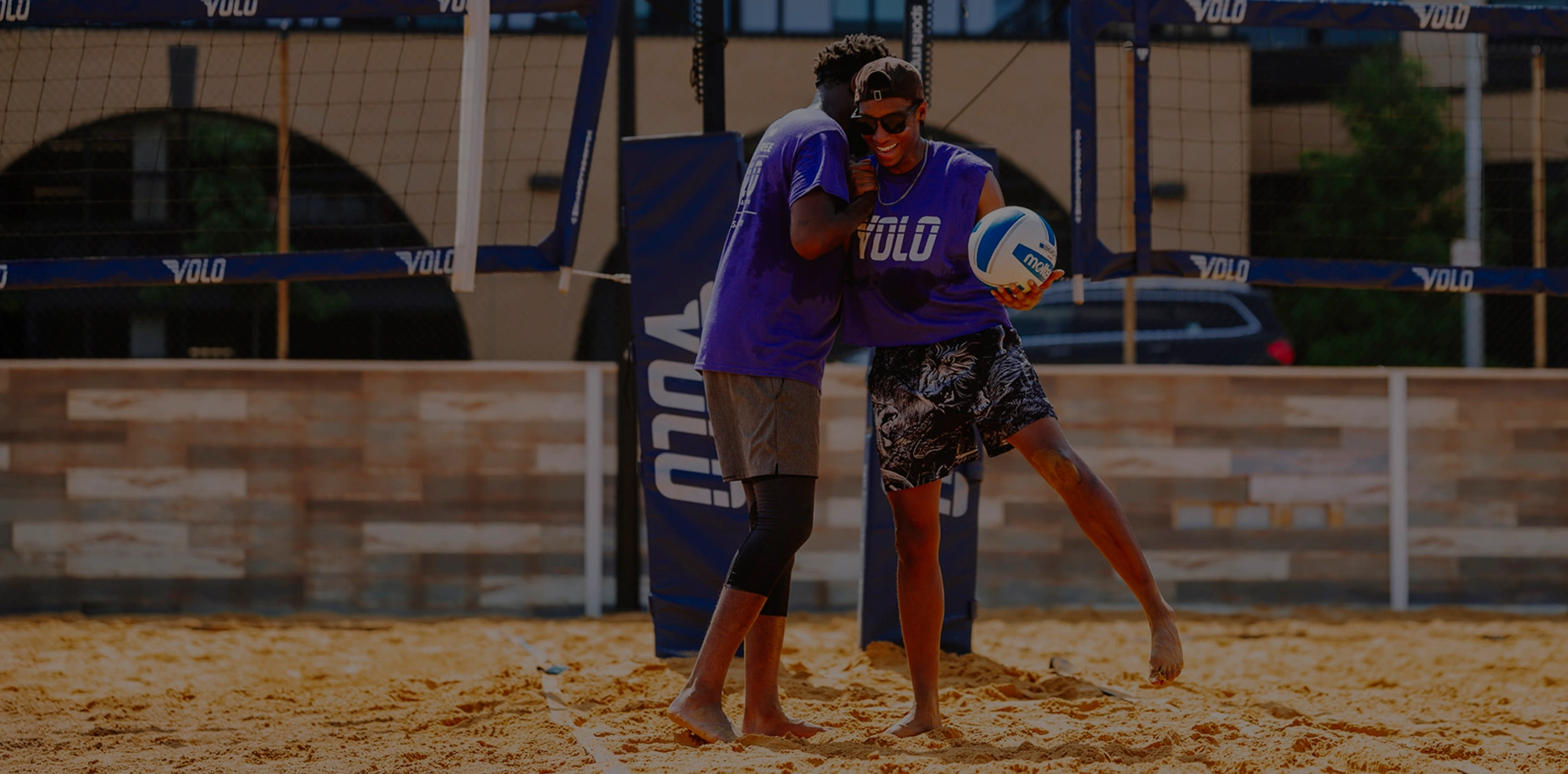 Basketball players on a court